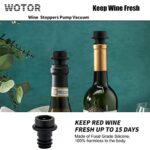 WOTOR Wine Saver with 4 Vacuum Stoppers, Wine Stopper, Wine Preserver, Reusable Bottle Sealer Keeps Wine Fresh, Ideal Wine Accessories Gift (Wine Pump + 4 stoppers)