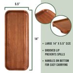 Solid Acacia Wood Serving Trays (14 x 5.5 inches) Rectangular Wooden Serving Platters for Home Decor, Food, Vegetables, Fruit, Charcuterie, Appetizer Serving Tray, Cheese Board (Set of 3 Plates)