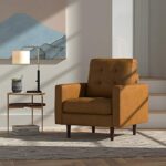 Amazon Brand – Rivet Cove Mid-Century Modern Tufted Leather Accent Chair, 32.7″W, Caramel