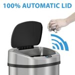 iTouchless 13 Gallon SensorCan Kitchen Trash Can with Odor Filter, Stainless Steel, Oval Shape, Sensor-Activated Lid Garbage Bin for Home, Office, Slim Space-Saving, Battery & AC Adapter not included