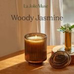 LA JOLIE MUSE Woody Jasmine Candles for Home Scented – Luxury Jar Candles with Aesthetic Glass, Mothers Day Gifts Candles for Women, 80 Hours Long Burning