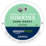 AmazonFresh 80 Ct. Organic Fair Trade K Cups, Sumatra Dark Roast, Keurig K-Cup Brewer Compatible