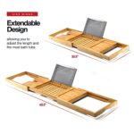 Luxury Bathtub Tray Caddy – Foldable Waterproof Bath Tray & Bath Caddy – Wooden Tub Organizer & Holder for Wine, Book, Soap, Phone Luxury Gift For Men & Women – Expandable Size, Fits Most Tubs Home It