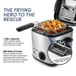 Elite Gourmet EDF1550 Electric 1.5 Qt. / 6 Cup Oil Capacity Deep Fryer, Adjustable Temperature, Removable Basket, Lid with Viewing Window, Stainless Steel