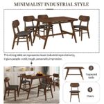 GLORHOME BXHYJ016 5-Piece Mid-Century Wood Dining Table Set with 4 Faux Leather Chairs for Family Kitchen, Brown1
