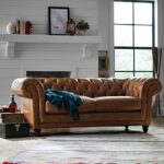 Amazon Brand – Stone & Beam Bradbury Chesterfield Modern Tufted Leather Loveseat Sofa Couch, 78.7″W, Cognac