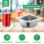 10 Pack Hotel Pans Stainless Steel Steam Table Pan Stackable Catering Pan Anti Jam Steam Pan Metal Food Pan for Hotel Restaurant Buffet Party Supplies (6.9 x 6.4 x 2.5 Inch)