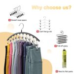 Volnamal Legging Organizer for Closet, Metal Pants Hangers 2 Pack with 10 Clips Holds 20 Leggings, Hangers Space Saving Hanging Closet Organizer w/Rubber Coated Closet Organizers and Storage, Black