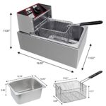 NuoNuoLe Commercial Electric Deep Fryer, Countertop Stainless Steel Deep Fryer French Fries for Restaurant Home Kitchen (Single Tank, 6.3QT/6L)