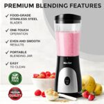 Mueller Ultra Bullet Personal Blender for Shakes and Smoothies with 15 Oz Travel Cup and Lid, Juices, Baby Food, Heavy-Duty Portable Blender & Food Processor, Black