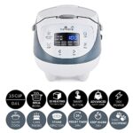 YumAsia Panda Mini Rice Cooker With Ninja Ceramic Bowl and Advanced Fuzzy Logic (3.5 cup, 0.63 litre) 4 Rice Cooking Functions, 4 Multicooker functions, Motouch LED display – 120V (White and Grey)