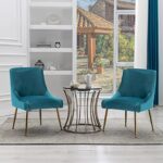 ZHENGHAO Teal Kitchen Chairs Set of 6, Upholstered Dining Room Chairs with Gold Legs Modern Velvet Accent Chairs for Living Room/Kitchen/Restaurant