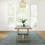 Plank+Beam Farmhouse Dining Table, Solid Wood Rectangular Dining Table for Kitchen/Dining Room, 72 Inch, Seashell Wirebrush