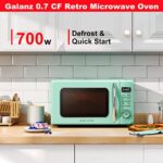 Galanz GLCMKZ07GNR07 Retro Countertop Microwave Oven with Auto Cook & Reheat, Defrost, Quick Start Functions, Easy Clean with Glass Turntable, Pull Handle.7 cu ft, Green