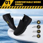 AEHAO Waterproof Work Shoes for Men – Non Slip Shoes for Men Food Service Breathable Chef Shoes Comfortable Kitchen Shoes Slip Resistant Work Sneaker for Restaurant,Walking,Standing Black