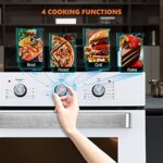 24″ Single Wall Oven, thermomate 2.3 Cu.ft. Electric Wall Oven with 5 Cooking Functions, 2000W White Built-in Ovens with Mechanical Knobs Control, ETL Certified