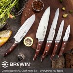 Brewin CHEFILOSOPHI Chef Knife Set 5 PCS with Elegant Red Pakkawood Handle Ergonomic Design,Professional Ultra Sharp Kitchen Knives for Cooking High Carbon Stainless Steel Japanese Chef’s Knife
