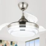 N/A 36inch Retractable Ceiling Fan with Lights?LED Modern Ceiling Fan with Remote Control, Retractable Blades, 3 Color Dimmable for Bedroom/Living Room/Dining Room Nickel 36 Inch
