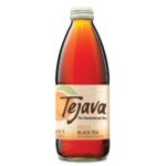 Tejava Peach Black Iced Tea, 24 Pack, 12oz Glass Bottles, Unsweetened, Non-GMO, Kosher, No Sugar or Sweeteners, No calories, No Preservatives, Brewed in Small Batches