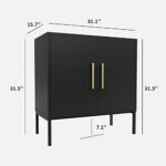 JOZZBY Storage Buffet Cabinet, Freestanding Sideboard with Double Doors, Modern Wooden Sideboard, Black Side Cabinets for Bedroom, Living Room, Kitchen, Office and Hallway