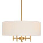 Amazon Brand – Stone & Beam Contemporary Pendant Chandelier with White Shade – 20 x 20 x 42 Inches (Adjustable Height), Antique Brass