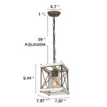 Anmytek Farmhouse Pendant Light, Retro Wood Chandelier Vintage Cage Pendant Lamp Hanging Pendant Light Fixture for Kitchen Island Dining Room P0094