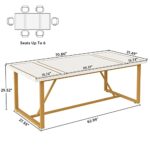 Tribesigns 70.9 Inch Dining Table for 6 to 8, Modern Kitchen Table Dining Room Table, Rectangle Dinner Table with Gold Meta Base for Kitchen, Living Room