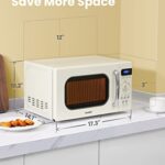 COMFEE’ Retro Small Microwave Oven With Compact Size, 9 Preset Menus, Position-Memory Turntable, Mute Function, Countertop Microwave Perfect For Small Spaces, 0.7 Cu Ft/700W, Cream, AM720C2RA-A
