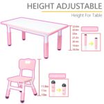 ALBSEOY Kids Table and Chair Set, Toddler Daycare Table and Chairs for Boys and Girls Age 2-12, Height Adjustable Table with 6 Seats, Preschool Table, Kids Table for Classrooms/Daycares/Homes