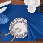 Solino Home Cotton Linen Table Runner 14 x 72 Inch – Natural Fabric Blue Table Runner for 4th of July, Summer, Dining, Party, Kitchen, Indoor, Outdoor – Dru, Handcrafted and Machine Washable