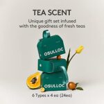 OSULLOC TEA SCENT Gift Set (24 count, 6 flavors x 4 ea), Uniquely Packaged Tea Sampler – Self Care Gift Box, Premium Organic Pure & Blended Tea from Jeju