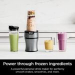 Ninja BN301 Nutri-Blender Plus Compact Personal Blender, 900-Peak-Watt Motor, Frozen Drinks, Smoothies, Sauces & More, (3) 20 oz. To-Go Cups, (2) Spout Lids & (1) Storage Lid, Dishwasher Safe, Silver