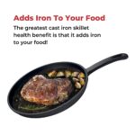 Jim Beam 10.5″ Pre Seasoned Cast Iron Skillet for Grill, Gas, Oven, Electric, Induction and Glass, Black