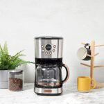 HADEN 75106 Heritage Innovative 12 Cup Capacity Programmable Vintage Retro Home Countertop Coffee Maker Machine with Glass Carafe, Steel/Copper
