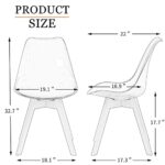 ANOUR Modern Dining Chairs Set of 4, Acrylic Kitchen Chairs, Clear Accent Chairs, Seat Cushions Made of PU Leather and Solid Beech Legs, Suitable for Dining Room, Living Room, Bedroom
