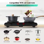 CUKOR Electric Hot Plate, 1800W Countertop Burner, Dual Electric Stove, Portabel Electric Cooktop,Portabel Double Burner for Cooking