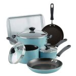 Farberware Cookstart DiamondMax Nonstick Cookware/Pots and Pans Set, Dishwasher Safe, Includes Baking Pan and Cooking Tools, 15 Piece – Aqua
