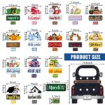 Interchangeable Farmhouse Home Sign with 45 Holiday Icons Farmhouse Seasonal Sign Rustic Tiered Tray Decor Summer Table Centerpiece Vintage Wooden Truck Decor for Summer Graduation 4th of July