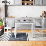 Alohappy Dining Table Set for 2, 3 Piece Kitchen Table and Chairs Set Pine Wood Dining Table with 2 Upholstered Chairs for Small Space, Apartment, Space-Saving & Easy Assembly (Blue)