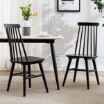 Duhome Dining Chairs Set of 4, Wood Dining Room Chairs Slat Back Kitchen Room Chair Windsor Chairs, Black