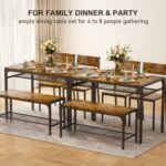Gizoon Kitchen Table and 2 Chairs for 4 with Bench, 4 Piece Dining Table Set for Small Space, Apartment (Rustic Brown)