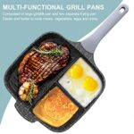 Faseem Sectional skillet grill pan, 10.6 inch 3 Section Breakfast Pan, Grill Pans for Stove Tops, Compatible with All Stovetops, PFOA Free, (Gas, Electric & Induction)