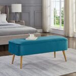 Ball & Cast Upholstered Bench, 42″ W, Lake Blue