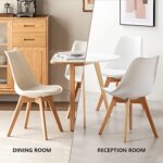 Sweetcrispy Dining Chairs – Dining Room Chairs, Mid Century Modern Kitchen Chairs, PU Leather Upholstered Chairs with Wood Legs, Dining Chairs Set of 4 for Kitchen, Dining, Living Room, White