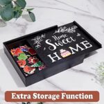 Home Sweet Home Sign – Interchangeable Holiday Decor with 12 Piece Wooden Changeable Holiday Magnets Seasonal Icons Wood Sign for Desktop Shelf Kitchen Bedroom Halloween Christmas