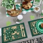 St. Patrick’s Day Placemats Set of 4,12×18 Inch Green Shamrock with White Dots Heat-Resistant Place Mats,Green Irish Table Decors for Seasonal Farmhouse Kitchen Dining Holiday Party