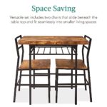 Best Choice Products 3-Piece Modern Dining Set, Space Saving Dinette for Kitchen, Dining Room, Small Space w/Steel Frame, Built-in Storage Rack – Brown