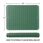 MicoYang Silicone Dish Drying Mat for Multiple Usage,Easy clean,Eco-friendly,Heat-resistant Silicone Mat for Kitchen Counter or Sink,Refrigerator or drawer liner Green L 16 inches x 12 inches