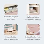 FCD Wood Adjustable Height Kids Study Desk with Chair Drafting Table Computer Station Built-in Bookshelf Hutch Multi Function (Pink, Wood of Fir)