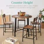 Best Choice Products 5-Piece Modern Round Counter Height Dining Set for Home Kitchen, Dining Room w/ 4 Chairs, 1.5in Thick Table – Brown